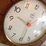 Brown formica clock by Japy 60s-70s