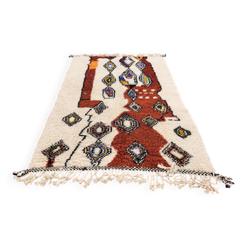 Beni Ouarain rug 244x150 cm – Thick wool – Multicoloured Berber patterns