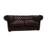 Canapé chesterfield cuir marron deux places