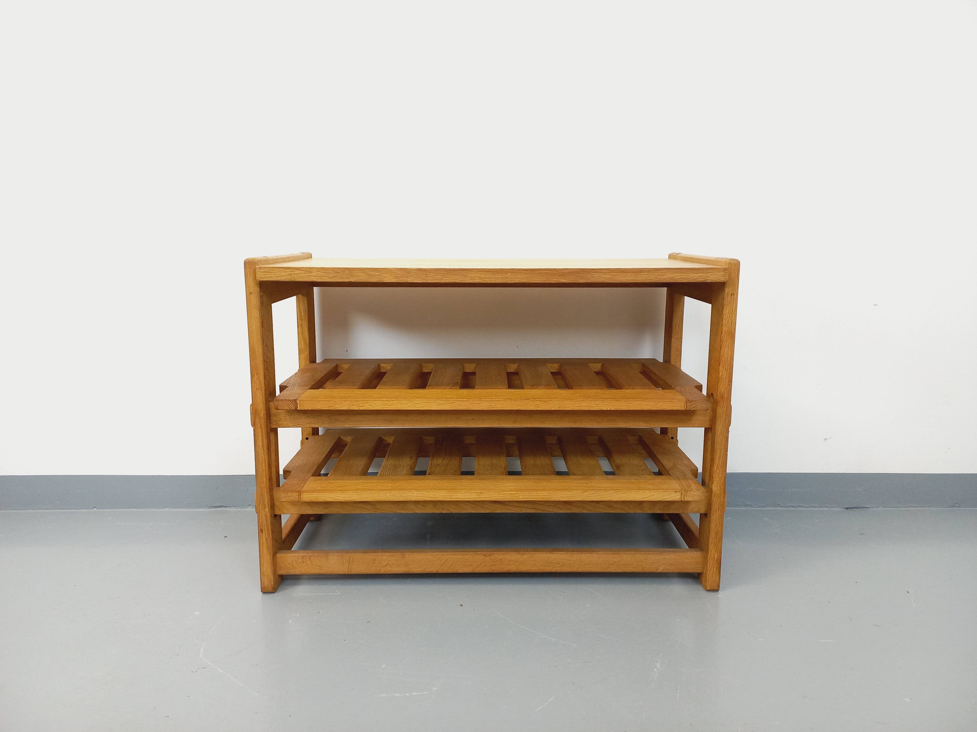 Guillerme et Chambron vintage open storage unit in solid oak