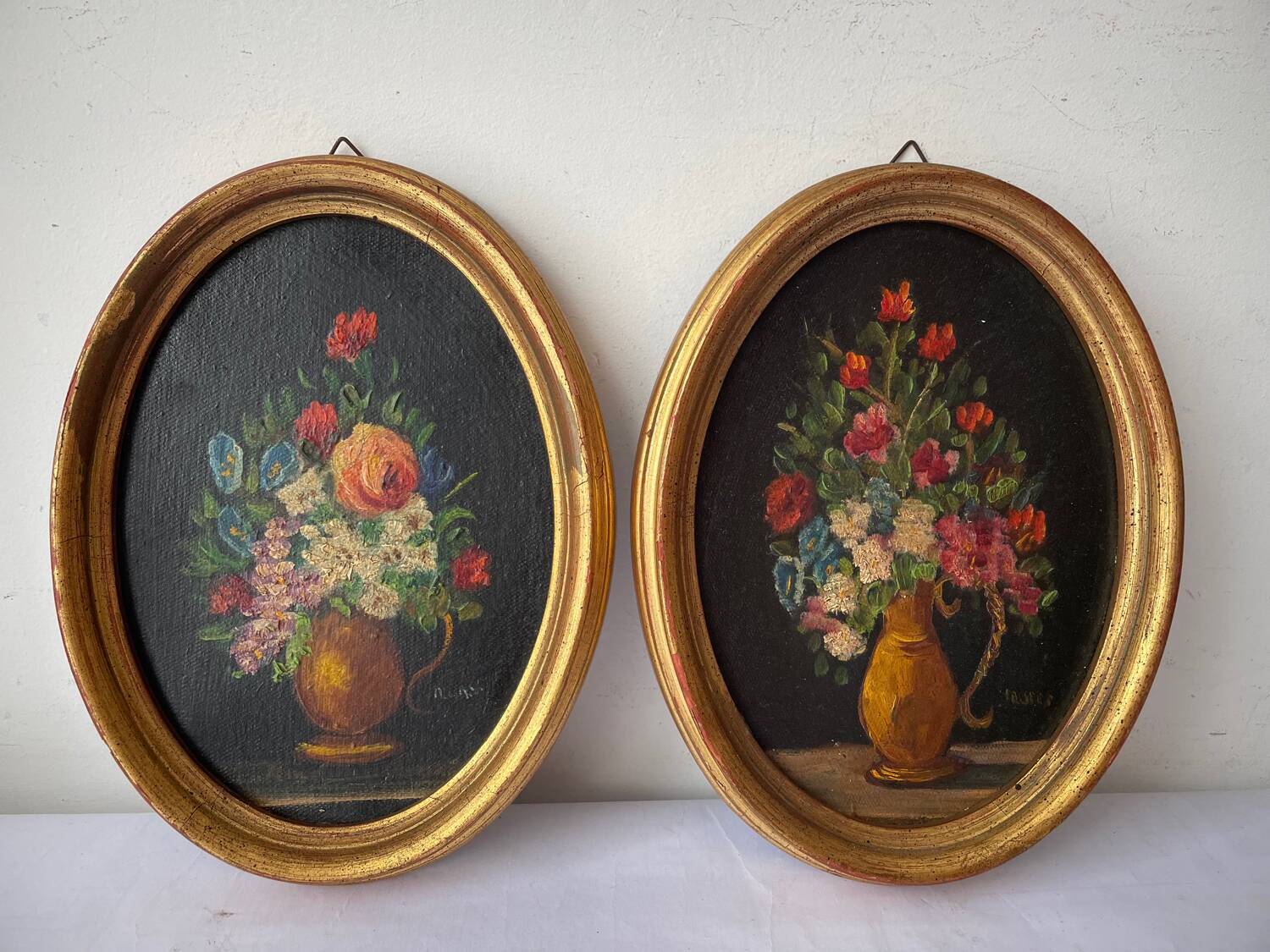 Duo of paintings "bouquet of flowers"