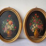 Duo of paintings "bouquet of flowers"