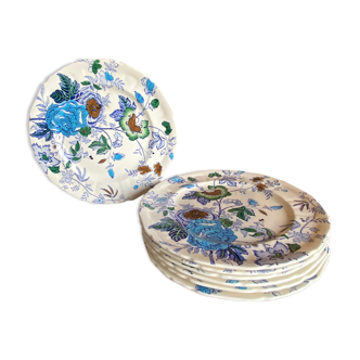 Set of 8 flat plates Mason's Belvedere flowers