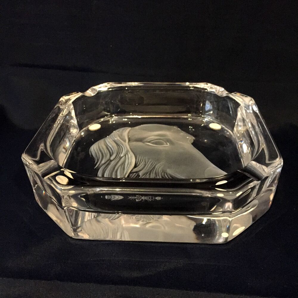 Cendrier en cristal de sevres tête de teckel