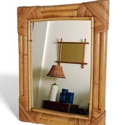 Miroir en bambou et rotin des années 1960 dans le style de la Côte d'Azur
