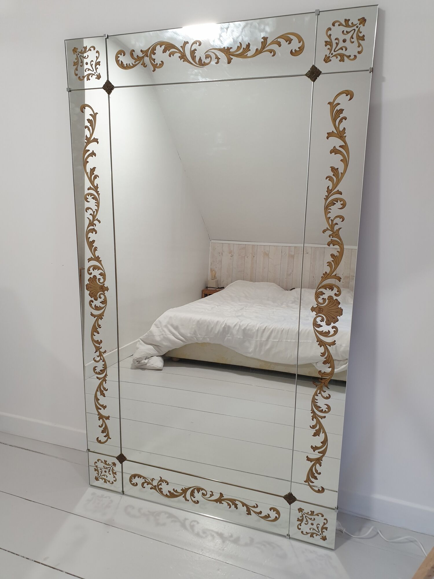 Large brasserie bistro mirror in eglomised glass