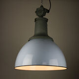 Vintage light blue enamel industrial factory pendant light from ElKo, 1960s