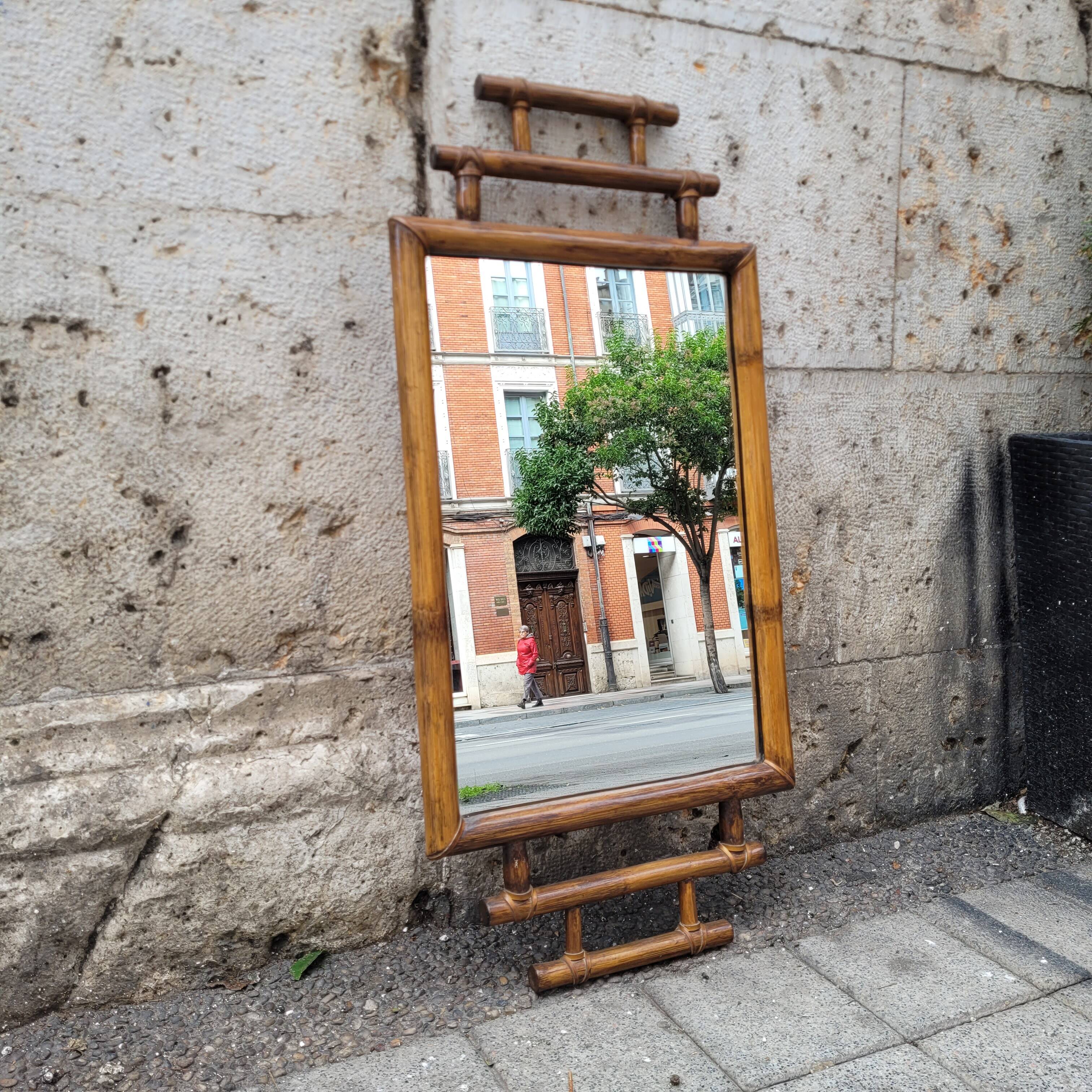 Colonial mirror with bamboo frame, 1900s - France