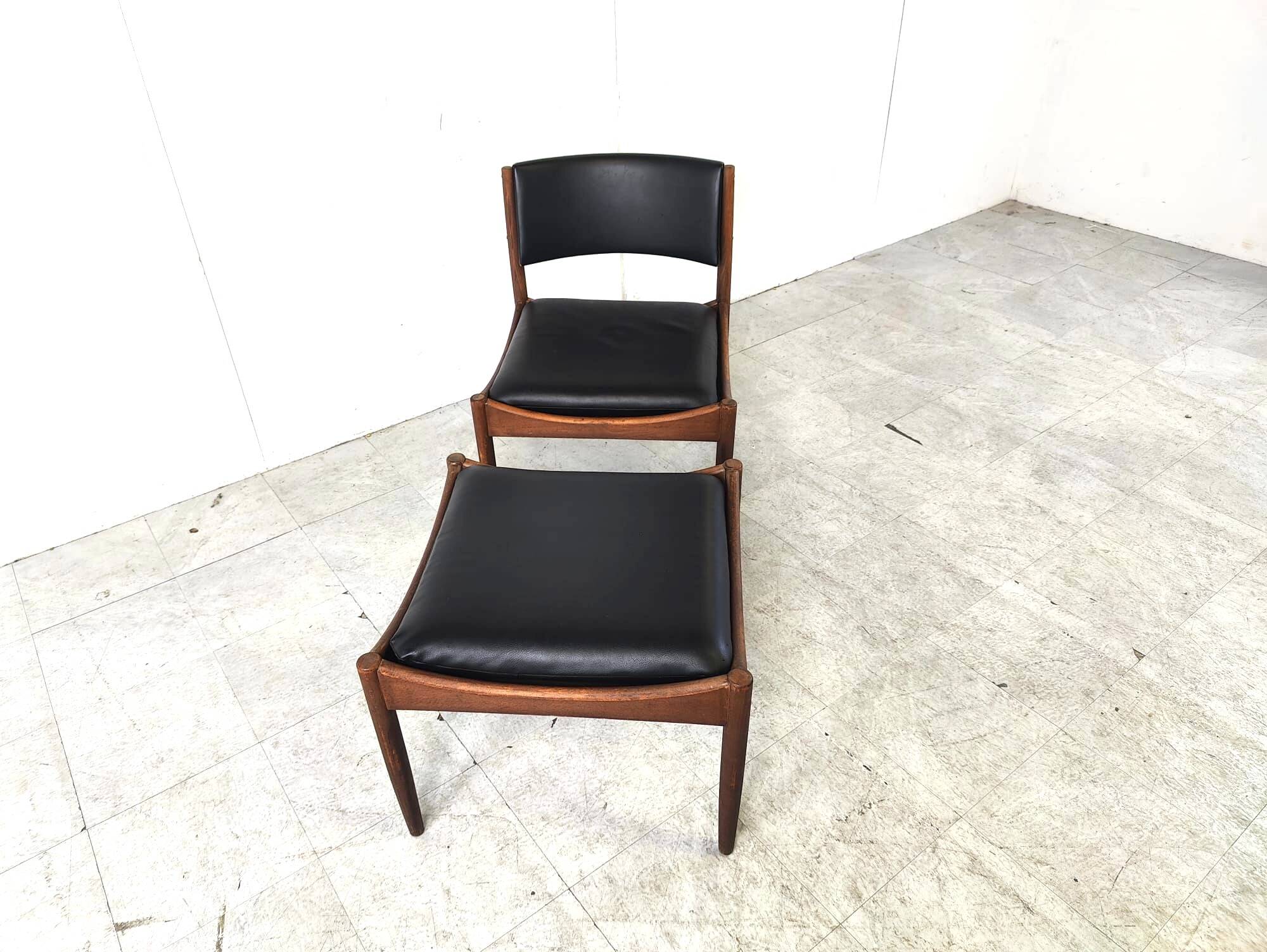 Mid century Scandinvian lounge chair with stool, 1960s