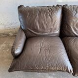 Michel Cadestin 1970s Dark Brown Leather 4-Piece Modular Sofa for Airborne