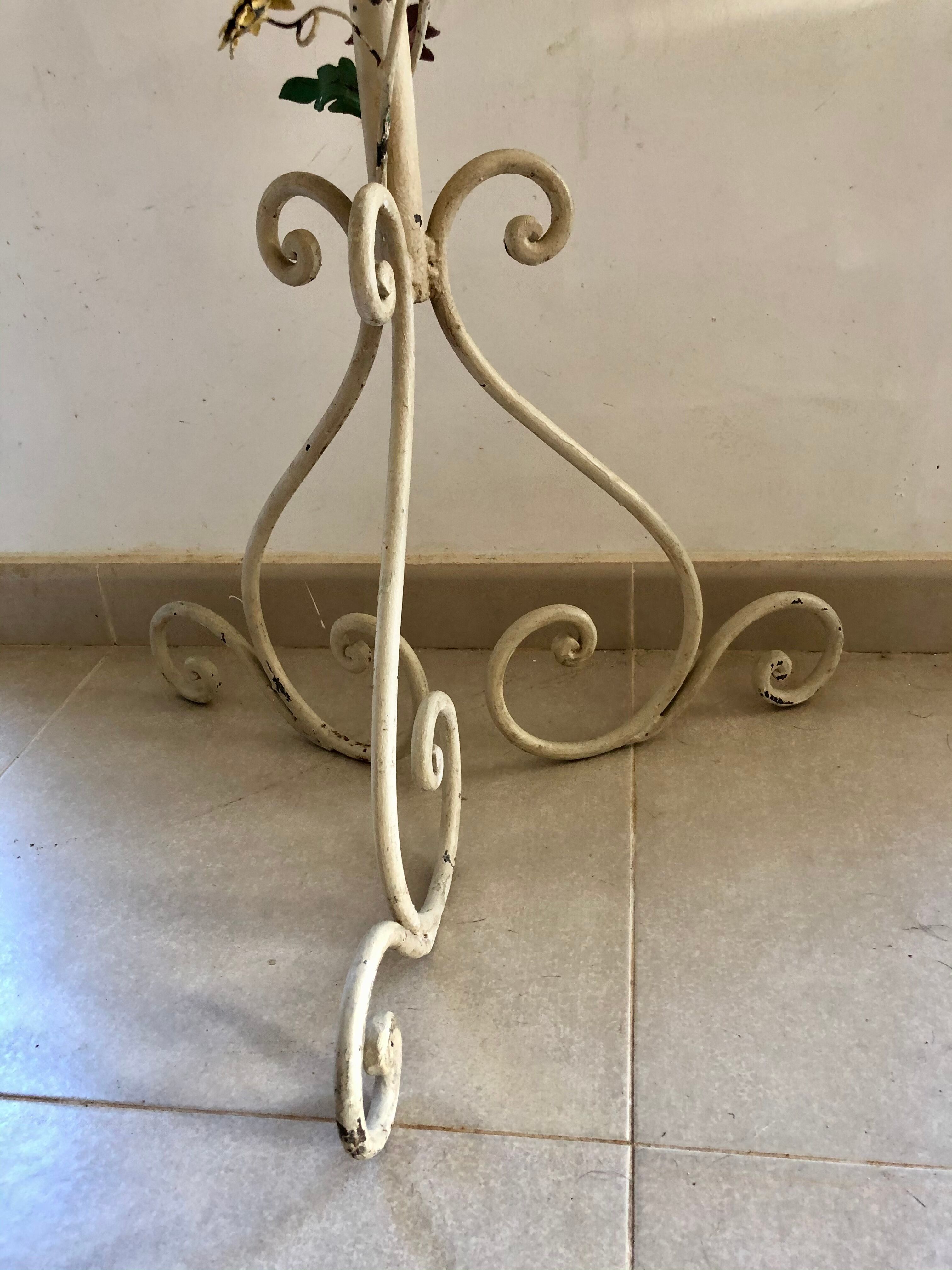 Italian metal lamppost painted flowers 1950