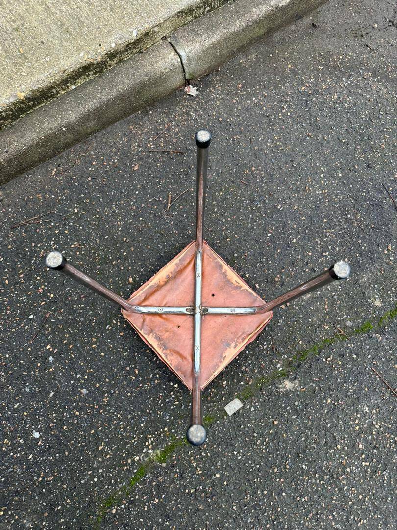 Steel stool with burgundy faux leather fabric