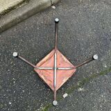 Steel stool with burgundy faux leather fabric