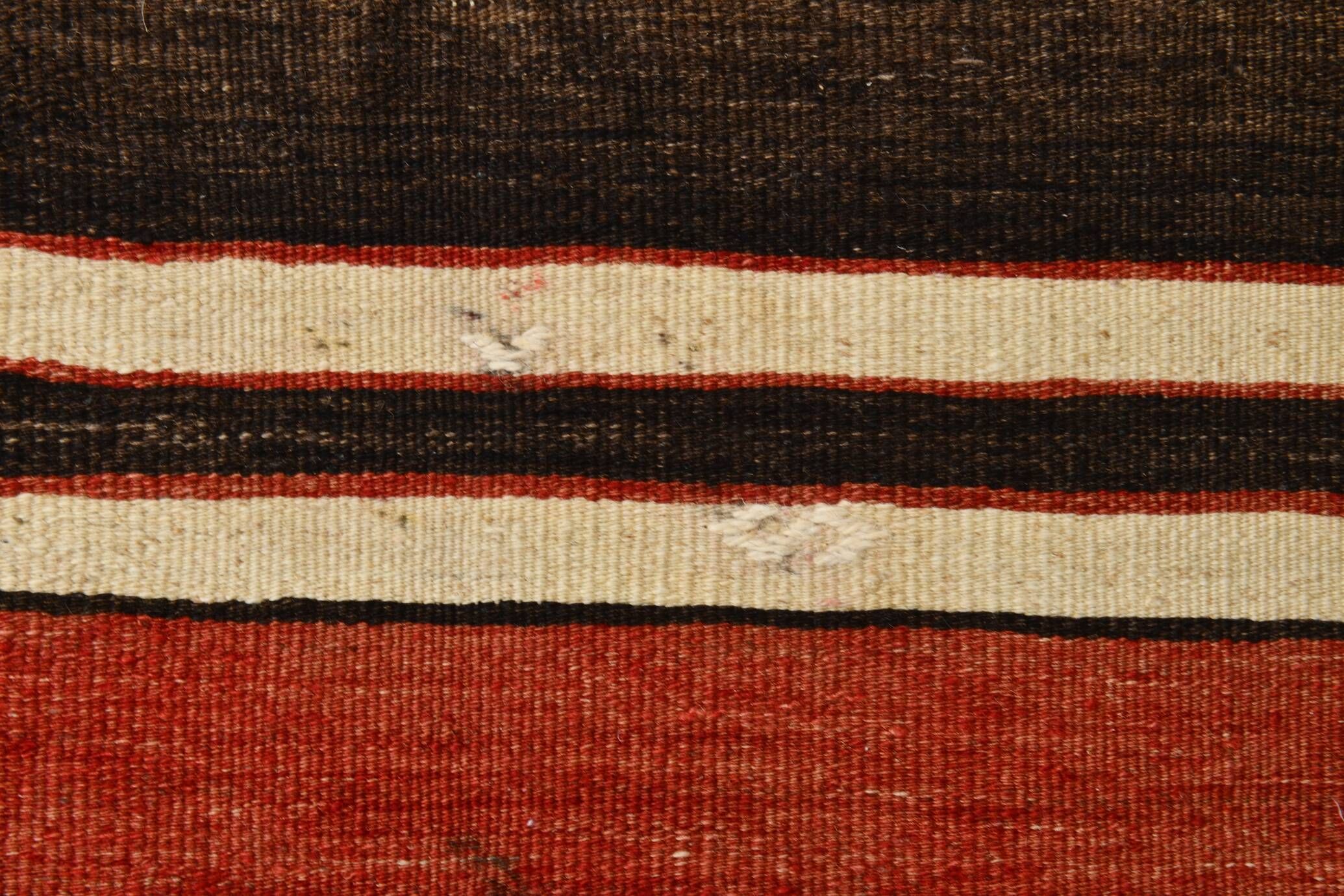 3x7 Multicolor Striped Kilim Rug, Long Wide Anatolian Kilim, 101x195Cm