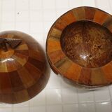 Coconut ice bucket in marquetry, 1950s
