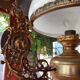 Old white opaline chandelier, brass and earthenware
