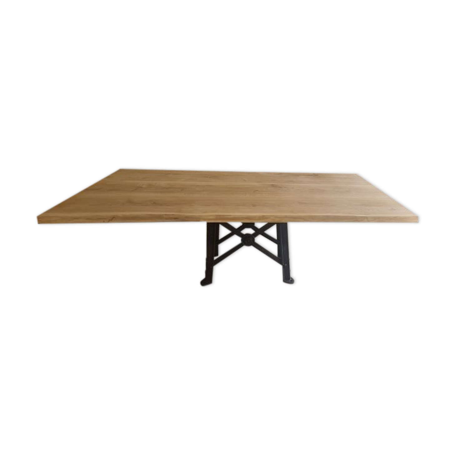 Industrial table top solid oak machine foot cast iron