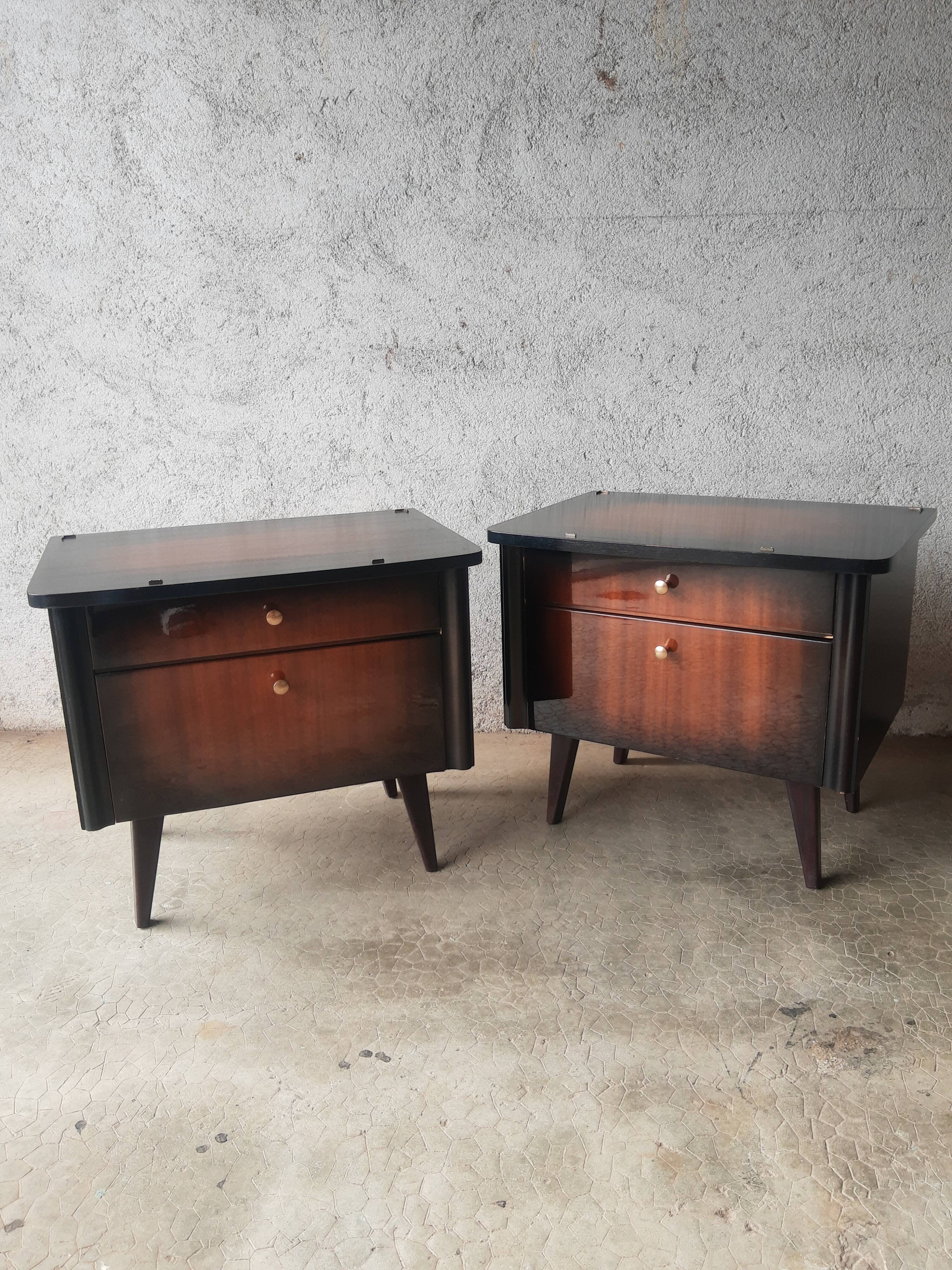 Pair of bedside feet compass 60s vintage