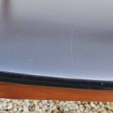 4 Scandinavian Design Chairs in Teak with Black Skai Upholstery 1960