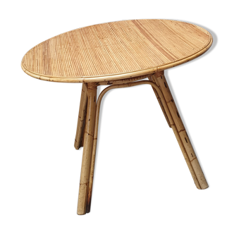 Table à manger en rotin des années 60