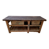 Ancien établi vintage de menuisier en bois, déco industrielle
