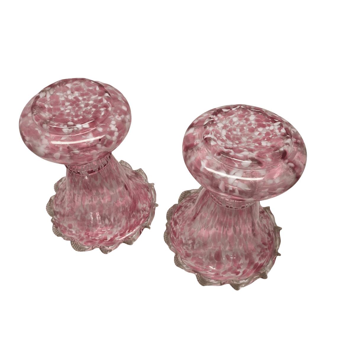 Set Of 2 Pink Art Nouveau Clichy Vases, early 1900s