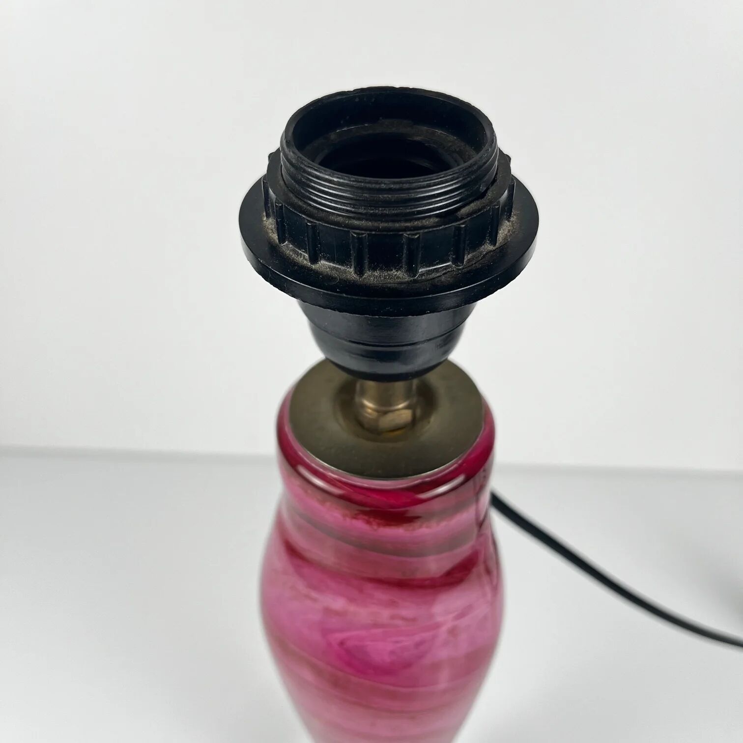 Marbled pink glass lamp base by René Courson (1980/90)