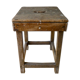 Tabouret d'atelier à poignée en bois brut années 50