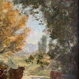 Painting hst xix° animated landscape (camargue - gardian?) signed