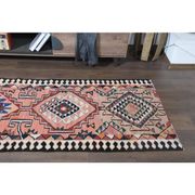 1970s Turkish Oushak Handmade Wool Cotton Orange Runner Rug 93x305