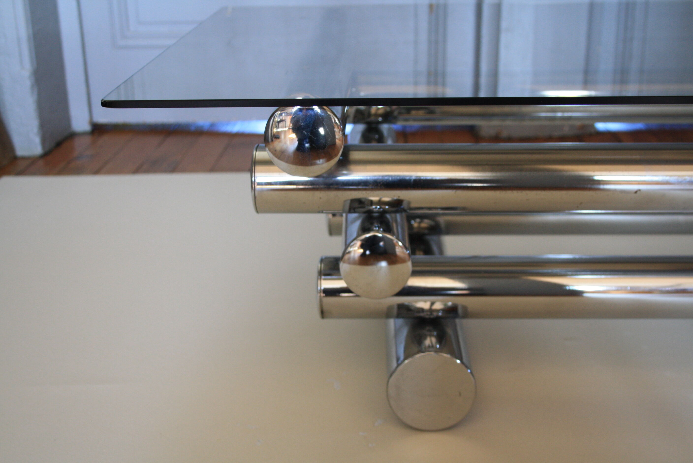 Chrome & smoked glass coffee table