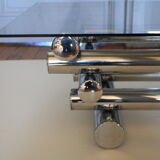 Chrome & smoked glass coffee table