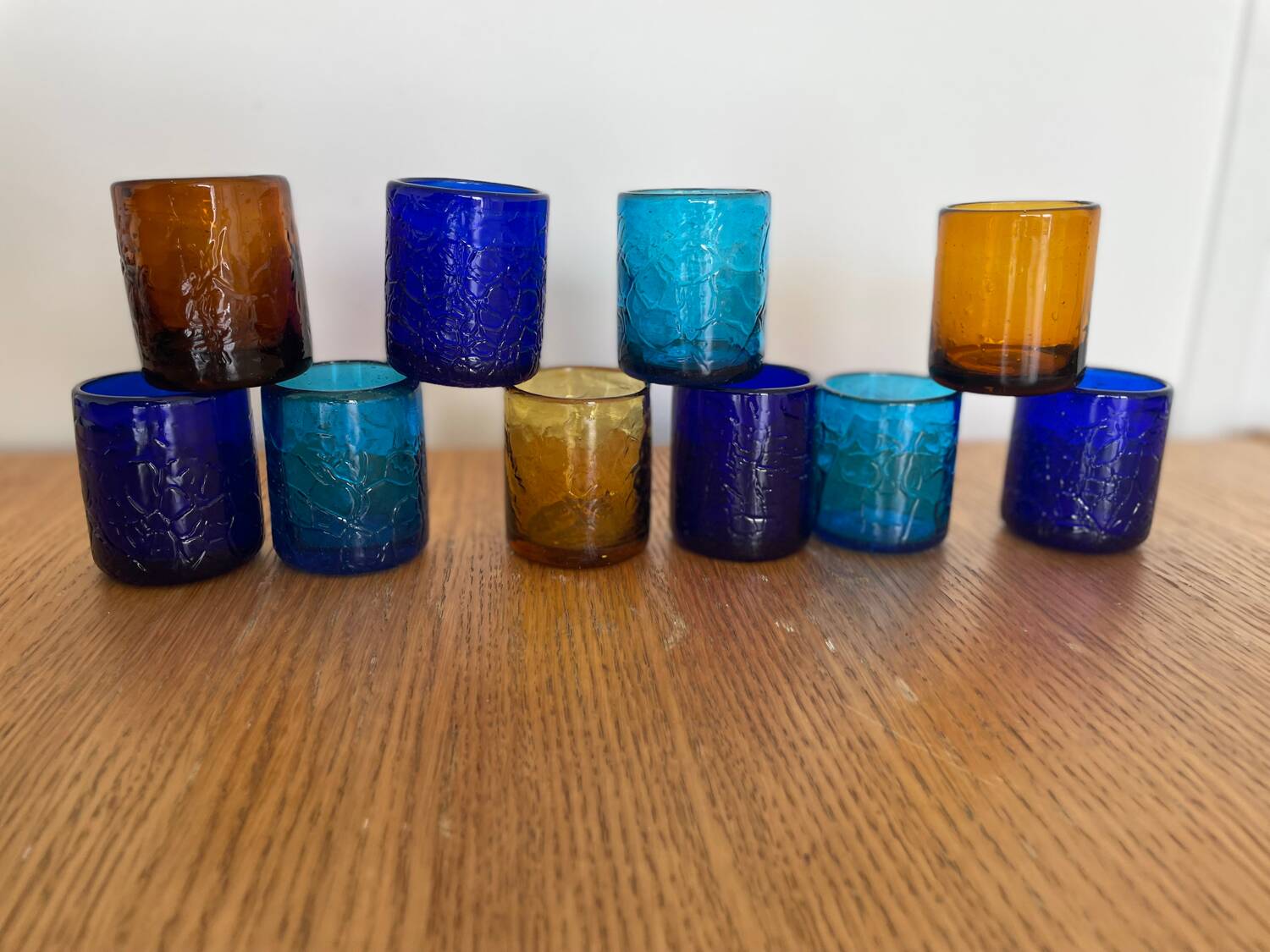 Set of 10 mouth-blown glasses – Contemporary French craftsmanship – Multic