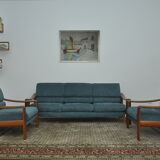 Scandinavian Teak Living Room Set, 1970s, Set of 3