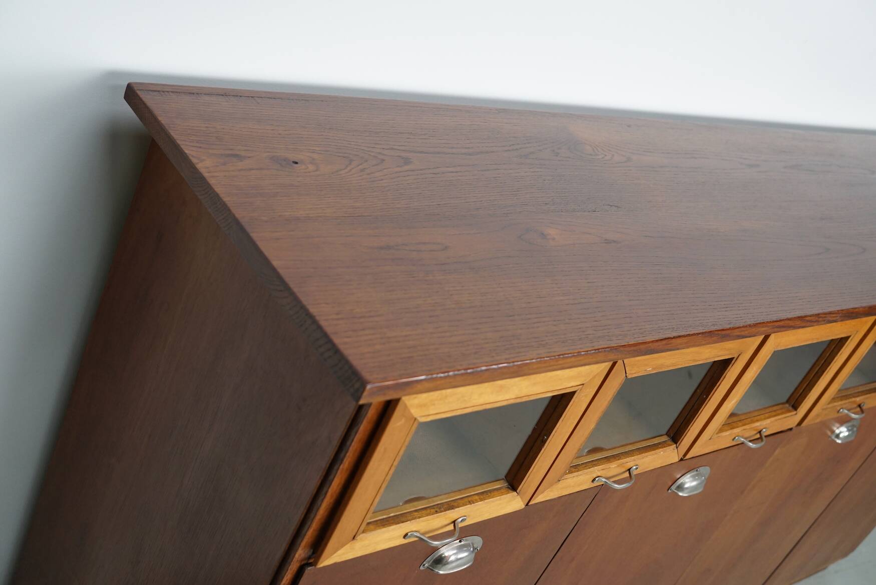 Vintage Dutch Beech & Oak Haberdashery Shop / Grain Cabinet, 1950s