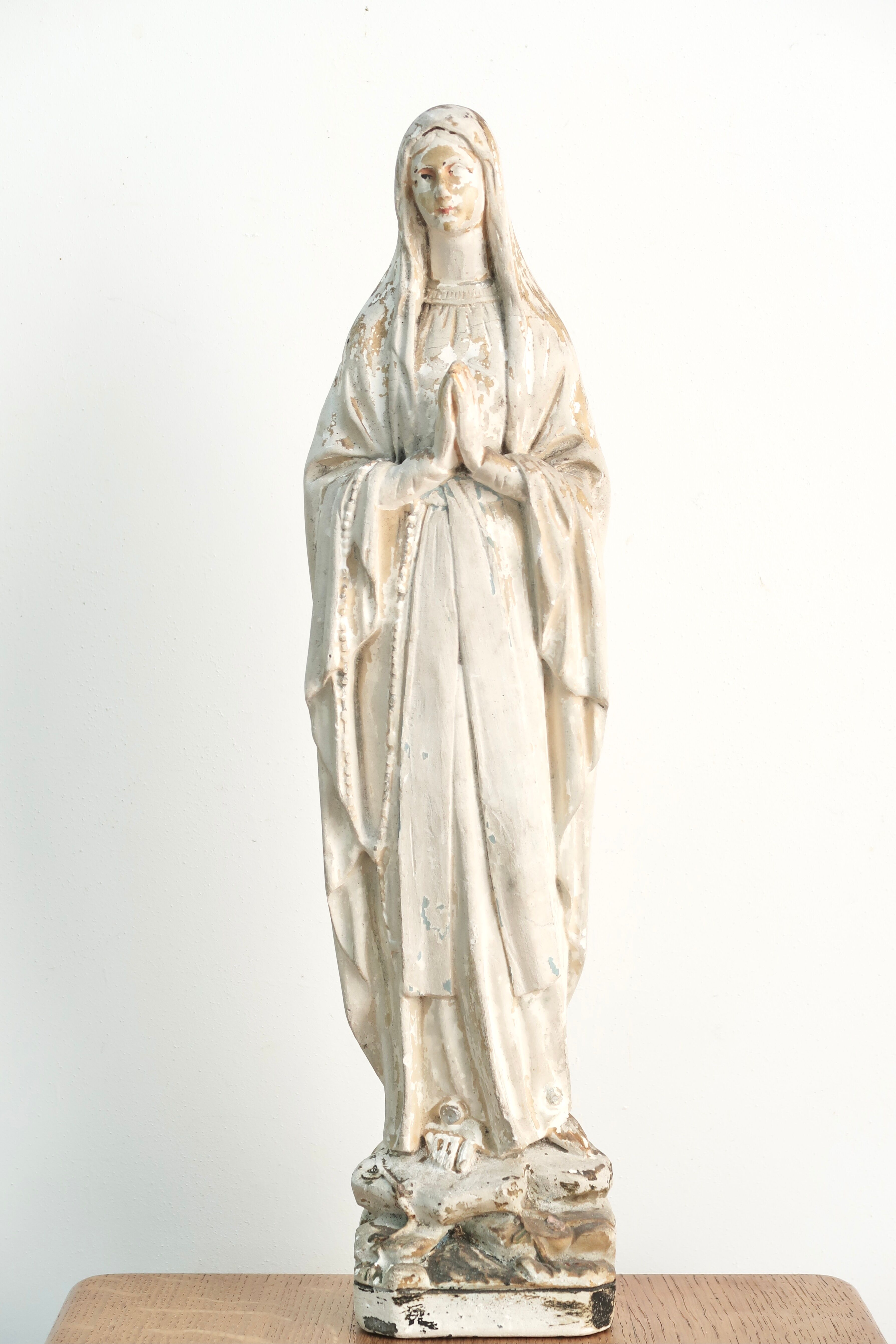 Plaster statue of the Virgin Mary signed Boye and Thomas Toulouse