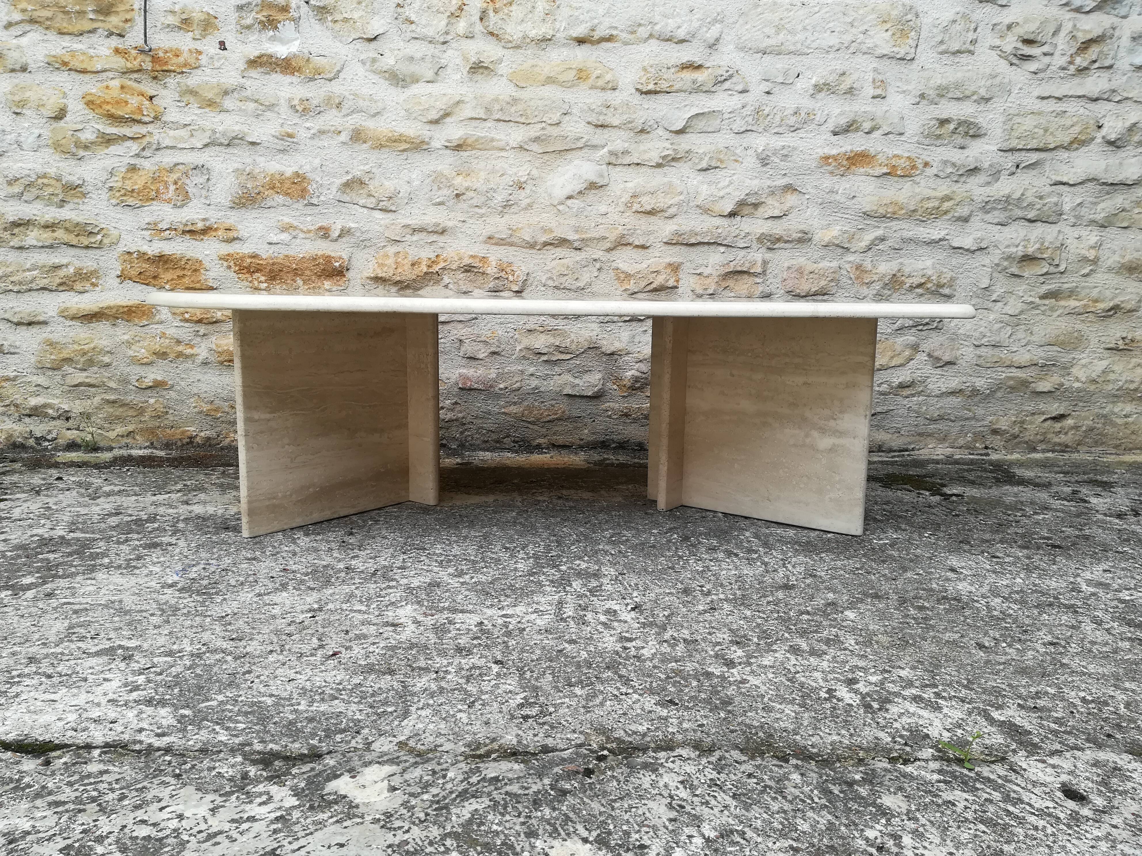 Travertine coffee table