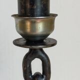 Duo de bougeoirs brutalistes Art-populaire années 50