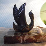 Table lamp, art deco, opaline, marble, bronze patinated metal, 30s/40s