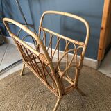 Vintage rattan magazine rack