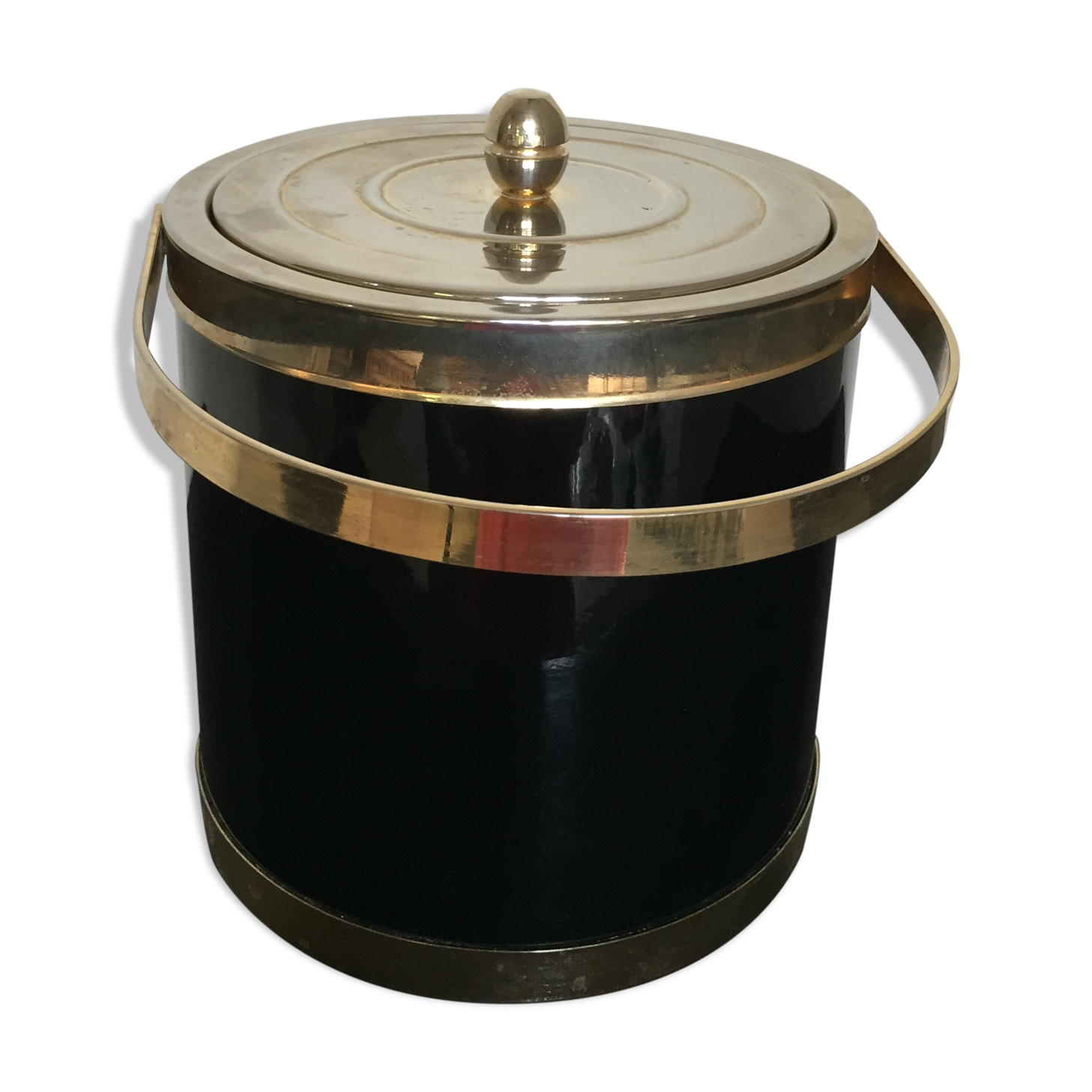 Vintage black and metal ice bucket