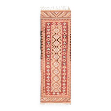 Tapis coureur vintage turc en laine et coton noué à la main des années 1970, 89x287.