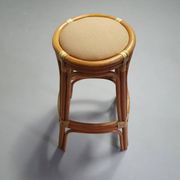 3 x tabourets en bambou avec lacets en cuir / années 70