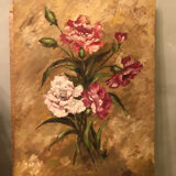 Oil bouquet painting on panel