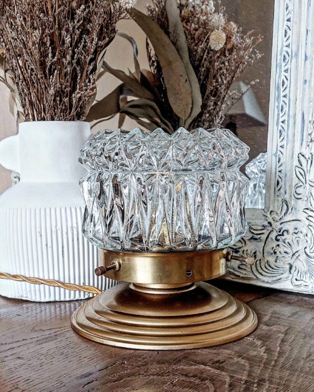 Vintage chiseled glass lamp