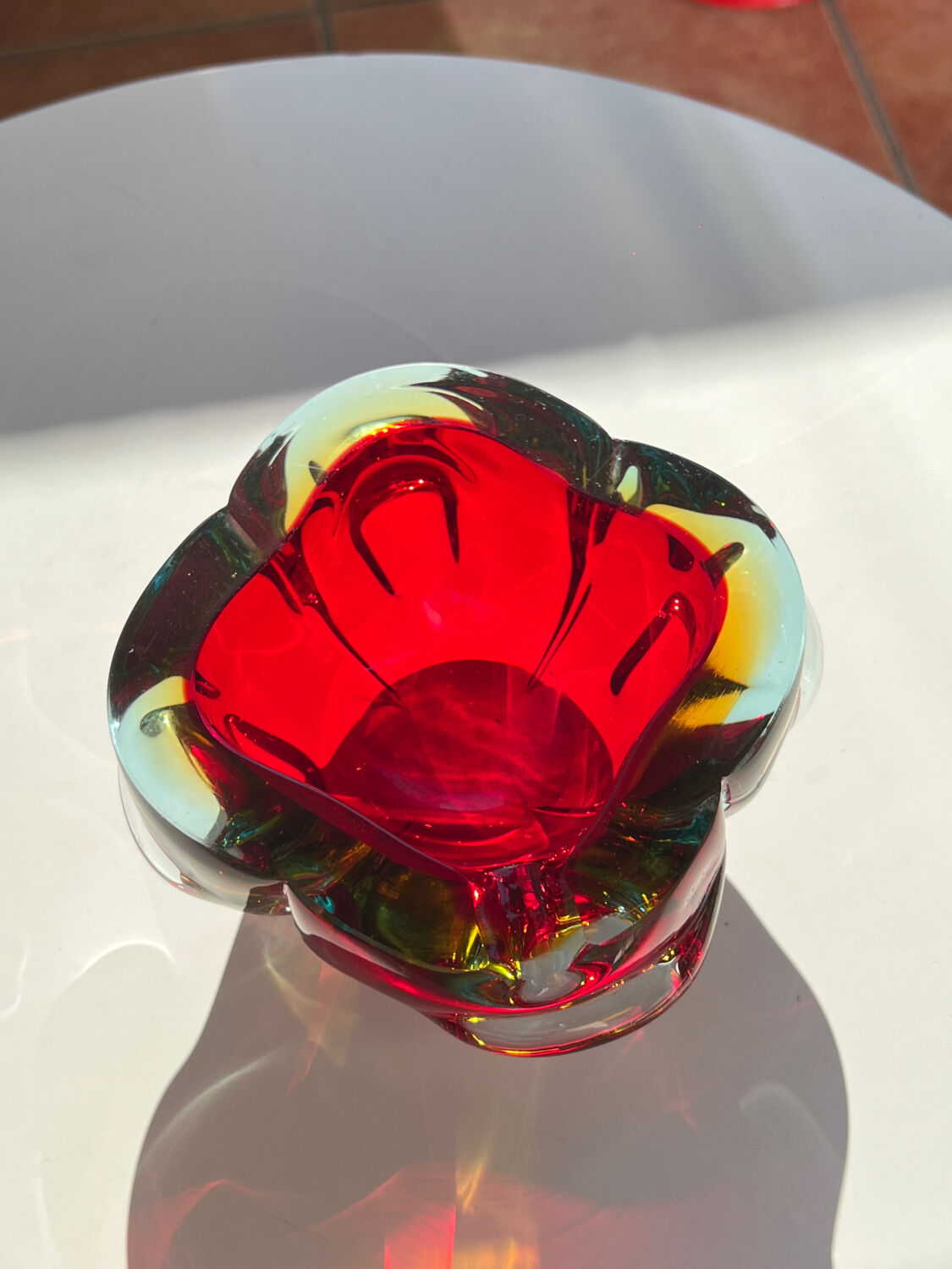 Large Murano glass ashtray / ashtray Sommerso