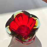 Grand cendrier / ashtray en verre de Murano Sommerso