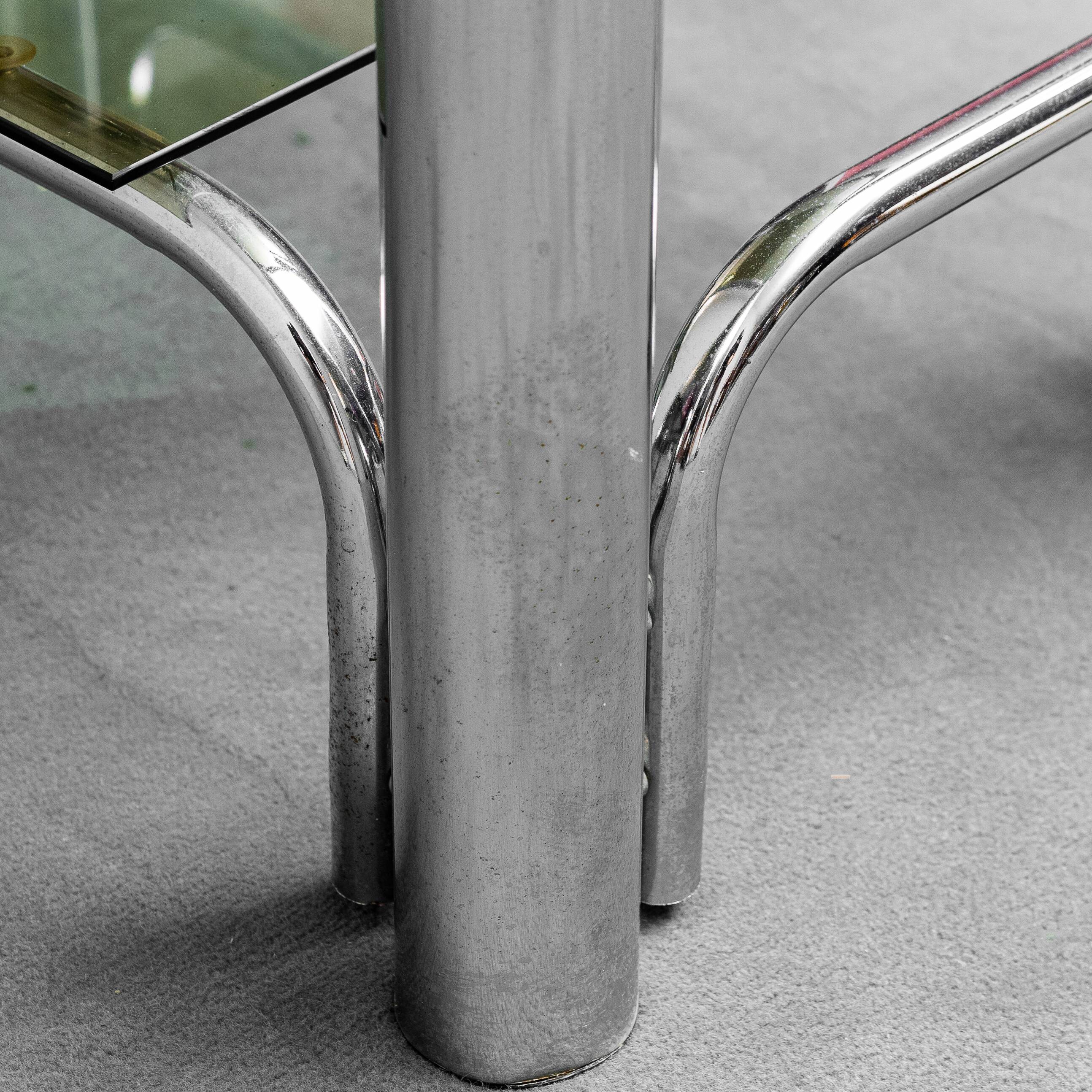 1970s vintage metal smoked glass vintage modern antique tv stand table