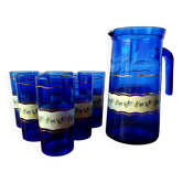 Vintage Cobalt Blue Orangeade Set