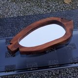 Fish design mirror in walnut stamped R.Lecompte